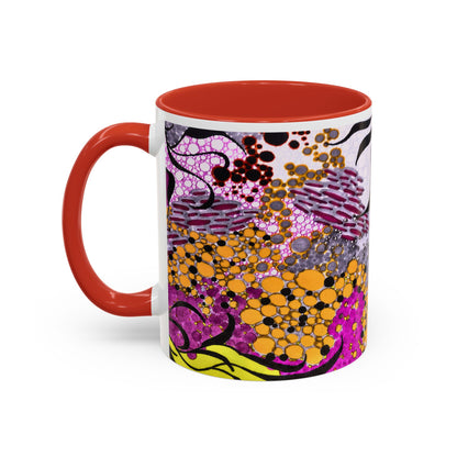 Accent Coffee Mug — Vibrant Abstract Floral Pattern (11/15oz)
