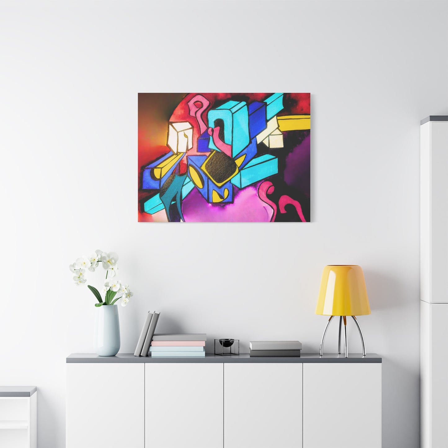 Abstract Neon Geometric Canvas Print