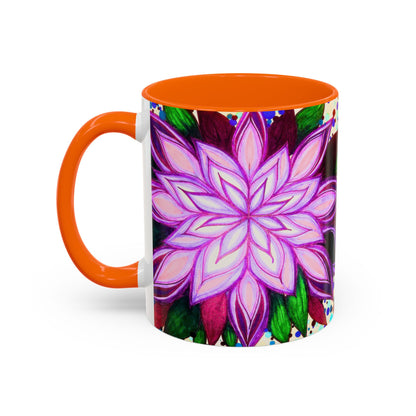 Floral Lotus Accent Coffee Mug — Purple Mandala 11/15oz