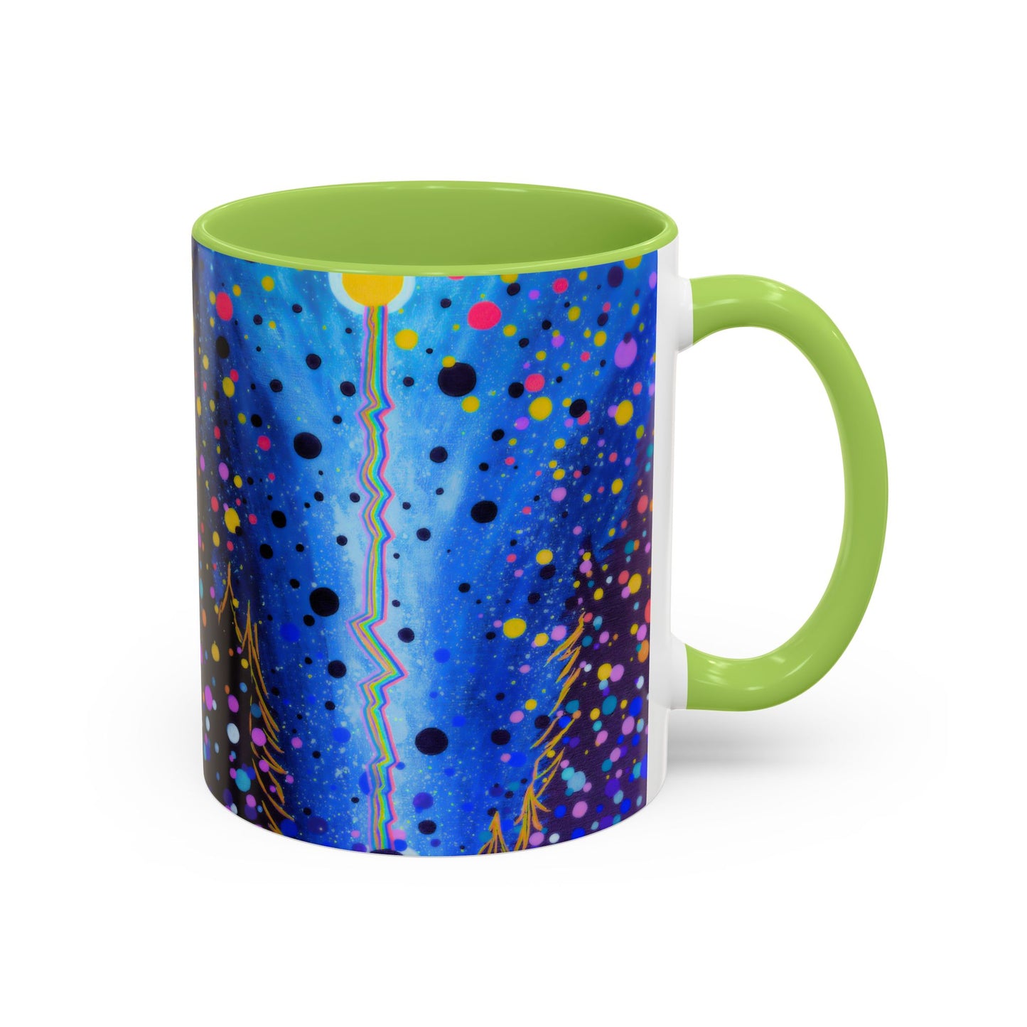 Abstract Galaxy Accent Coffee Mug — Blue Dot Constellation Design (11/15oz)