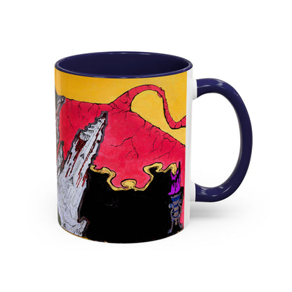 Abstract Mountain Dragon Coffee Mug — Colorful Accent Ceramic Mug (11/15oz)