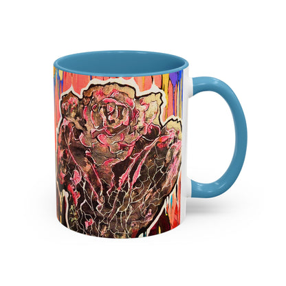 Abstract Floral Accent Coffee Mug — Vibrant Rose Art Ceramic Mug (11/15 oz)