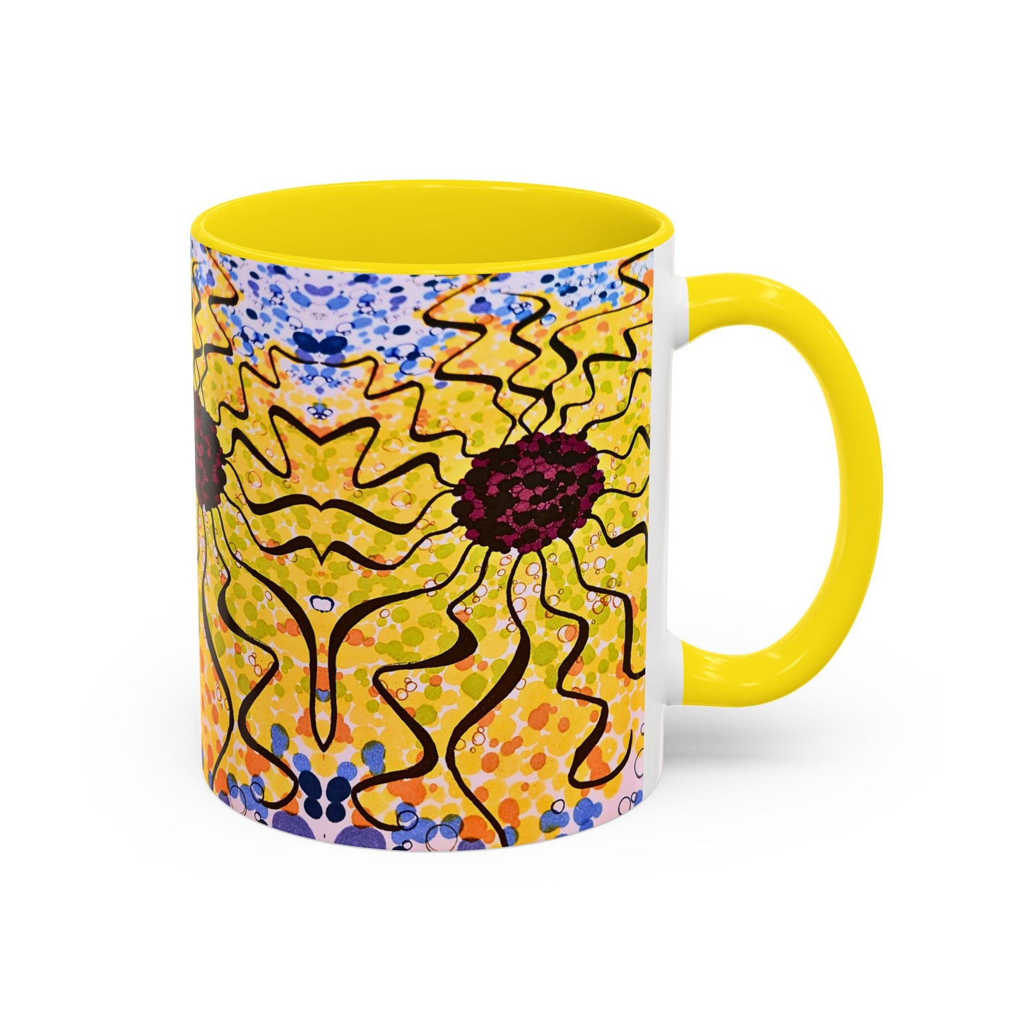 Sunburst Floral Accent Coffee Mug