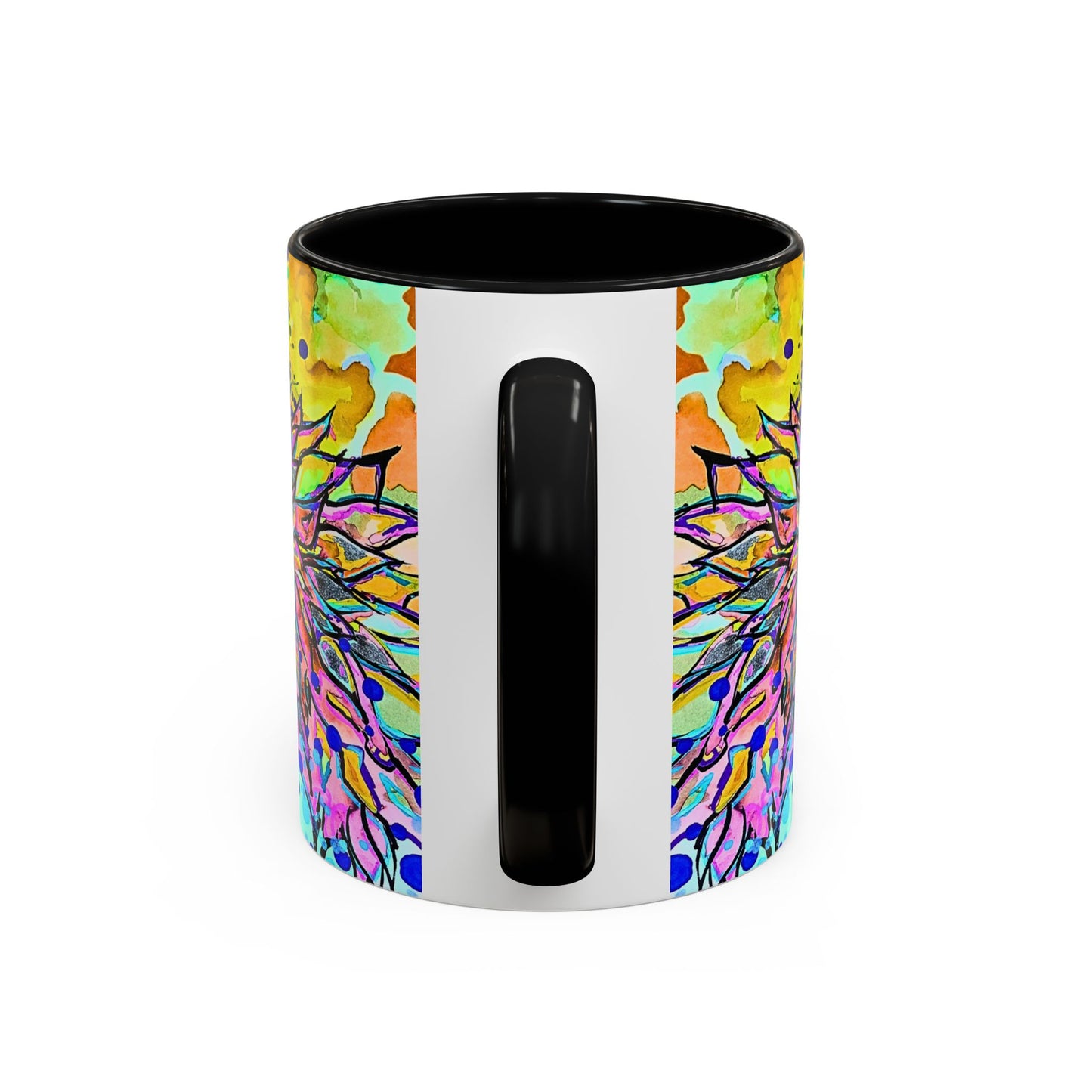 Artistic Floral Coffee Mug — Colorful Watercolor Mandala Accent Mug (11/15oz)