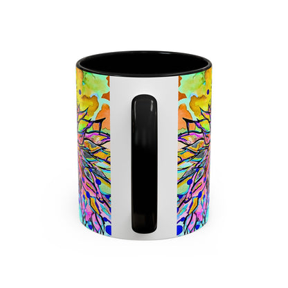 Artistic Floral Coffee Mug — Colorful Watercolor Mandala Accent Mug (11/15oz)