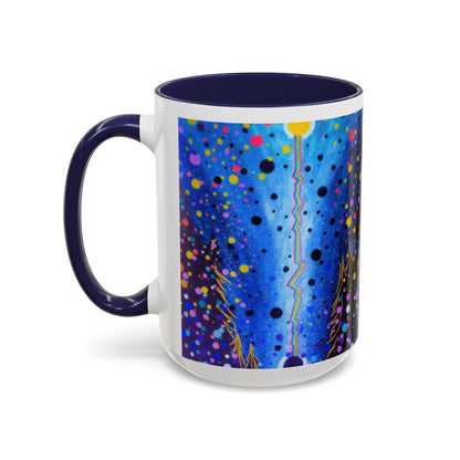 Abstract Galaxy Accent Coffee Mug — Blue Dot Constellation Design (11/15oz)