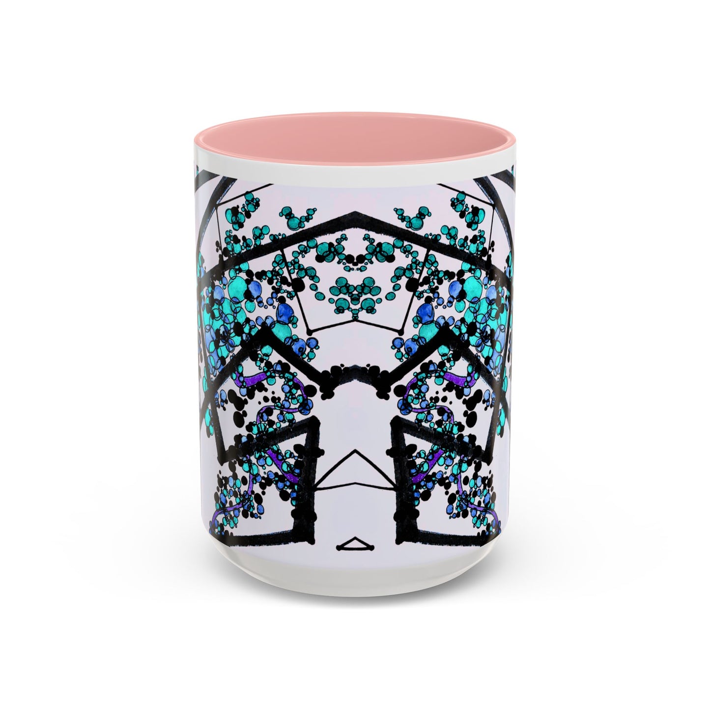 Blue Botanical Accent Coffee Mug — Teal Floral Abstract 11/15oz