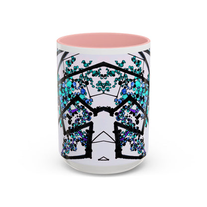 Blue Botanical Accent Coffee Mug — Teal Floral Abstract 11/15oz