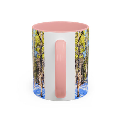 Pine Forest Snow Accent Coffee Mug – Scenic Nature Photography 11/15oz