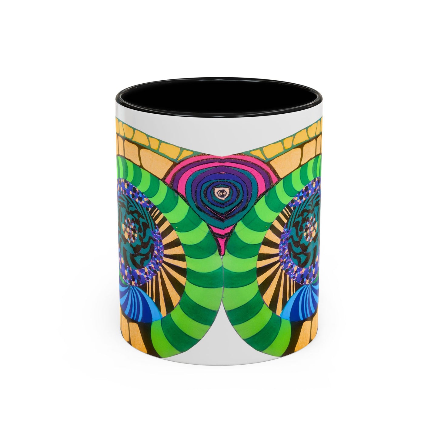 Psychedelic Spiral Accent Coffee Mug – Colorful Abstract Art 11/15oz