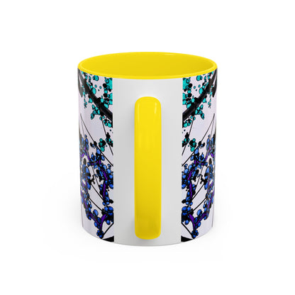 Blue Botanical Accent Coffee Mug — Teal Floral Abstract 11/15oz