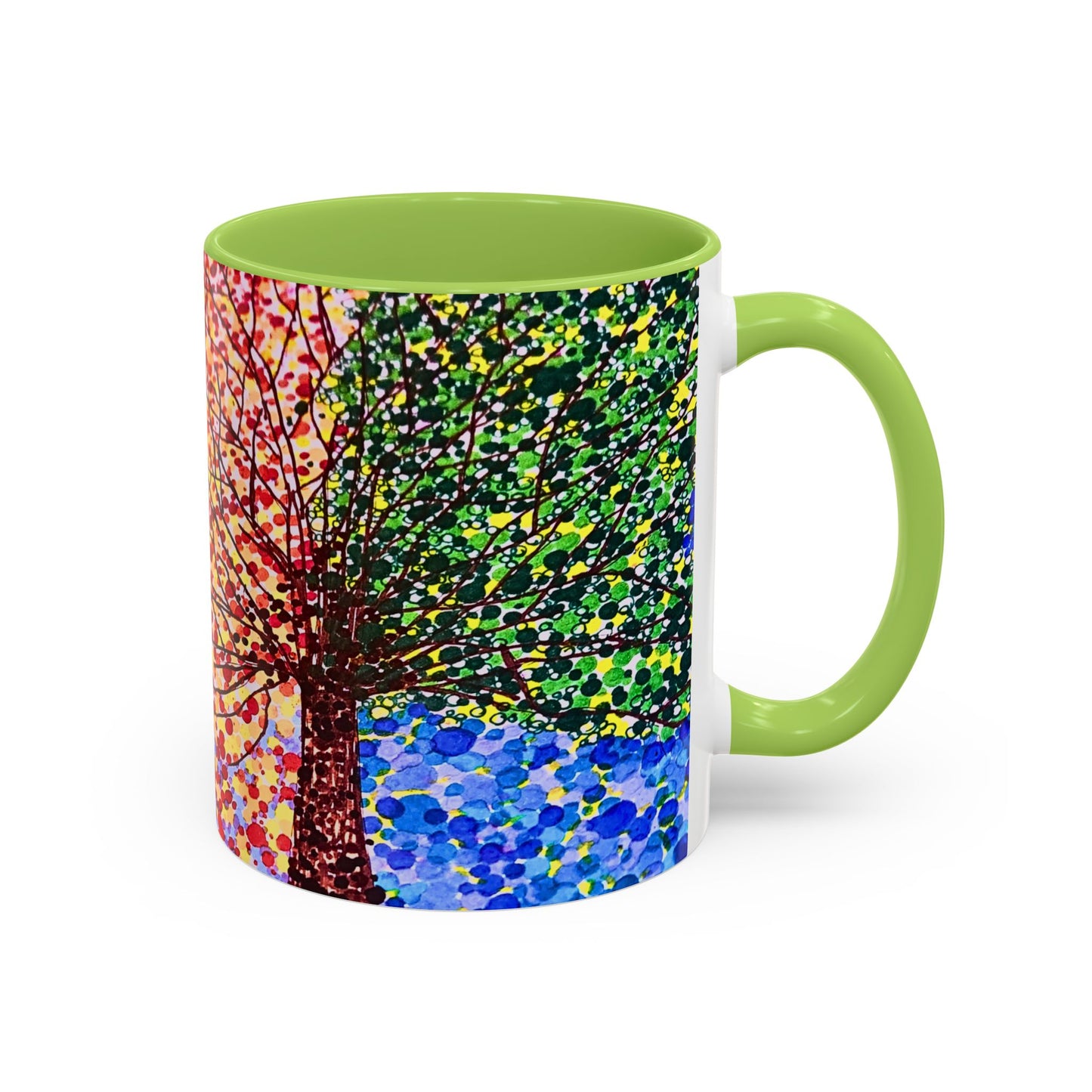 Accent Coffee Mug - Colorful Pointillist Tree Art Cup (11/15 oz)
