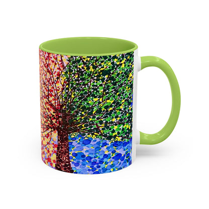 Accent Coffee Mug - Colorful Pointillist Tree Art Cup (11/15 oz)