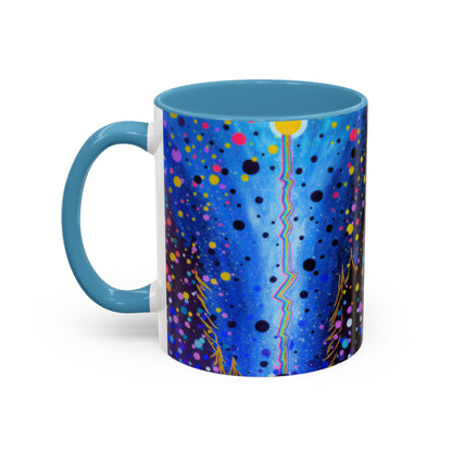 Abstract Galaxy Accent Coffee Mug — Blue Dot Constellation Design (11/15oz)