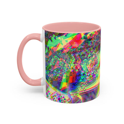 Psychedelic Geometric Accent Coffee Mug — Vibrant Neon Art Design (11/15oz)