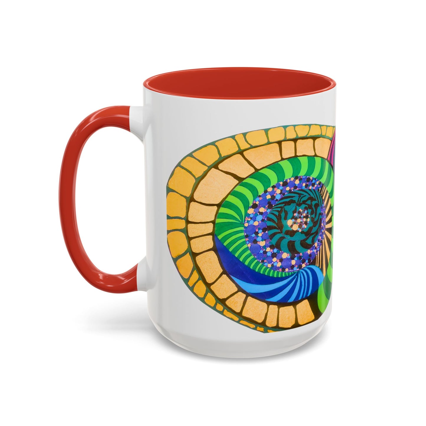 Psychedelic Spiral Accent Coffee Mug – Colorful Abstract Art 11/15oz