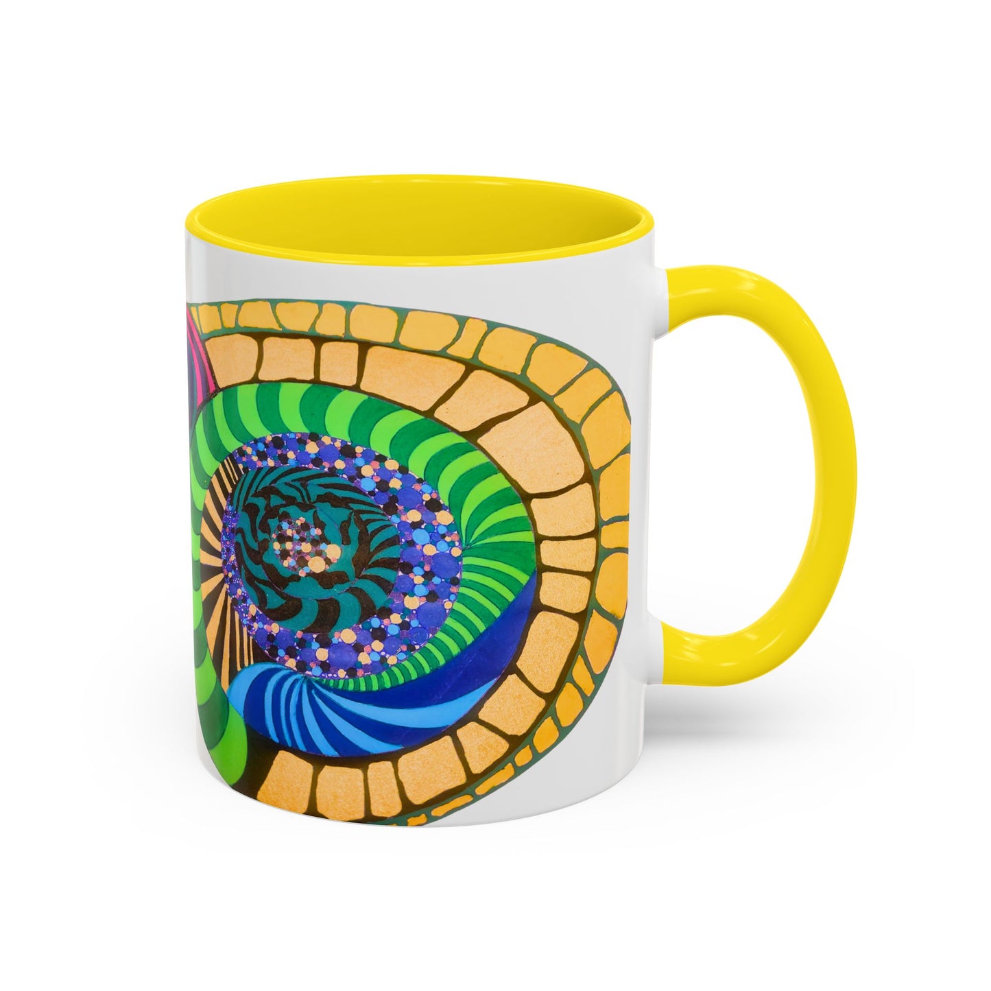 Psychedelic Spiral Accent Coffee Mug – Colorful Abstract Art 11/15oz