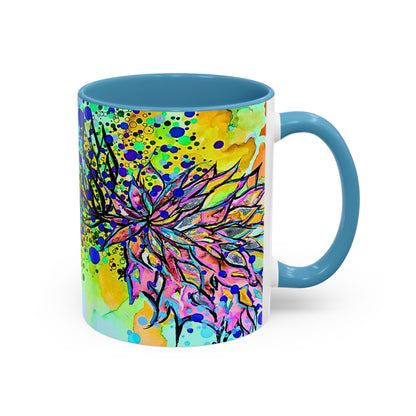 Artistic Floral Coffee Mug — Colorful Watercolor Mandala Accent Mug (11/15oz)