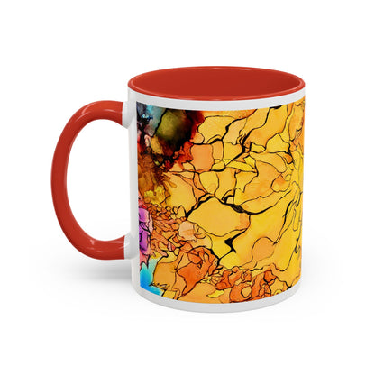 Yellow Floral Accent Coffee Mug – Bright Watercolor Peony Design (11/15oz)
