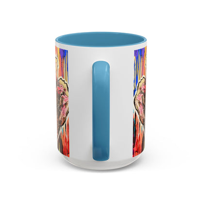 Abstract Floral Accent Coffee Mug — Vibrant Rose Art Ceramic Mug (11/15 oz)