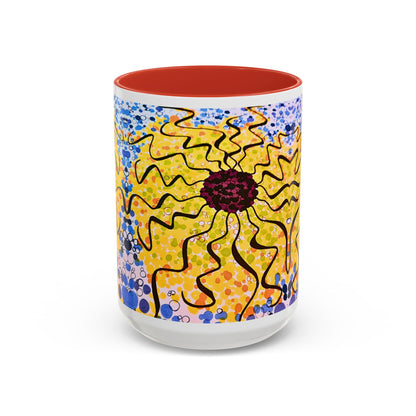 Sunburst Floral Accent Coffee Mug