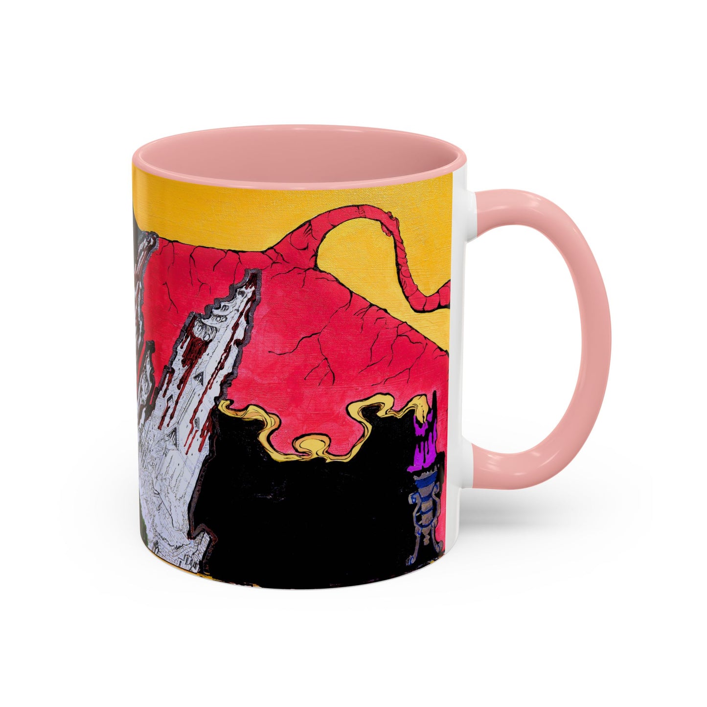 Abstract Mountain Dragon Coffee Mug — Colorful Accent Ceramic Mug (11/15oz)