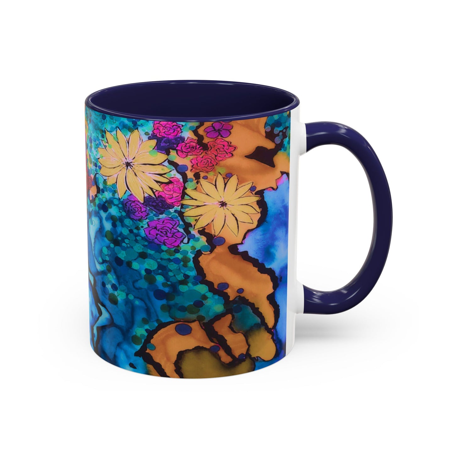 Vibrant Floral Watercolor Accent Coffee Mug
