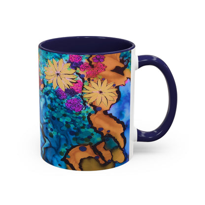 Vibrant Floral Watercolor Accent Coffee Mug