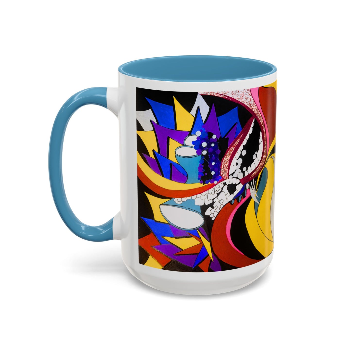 Abstract Colorful Face Accent Coffee Mug — Bold Pop Art Ceramic Gift