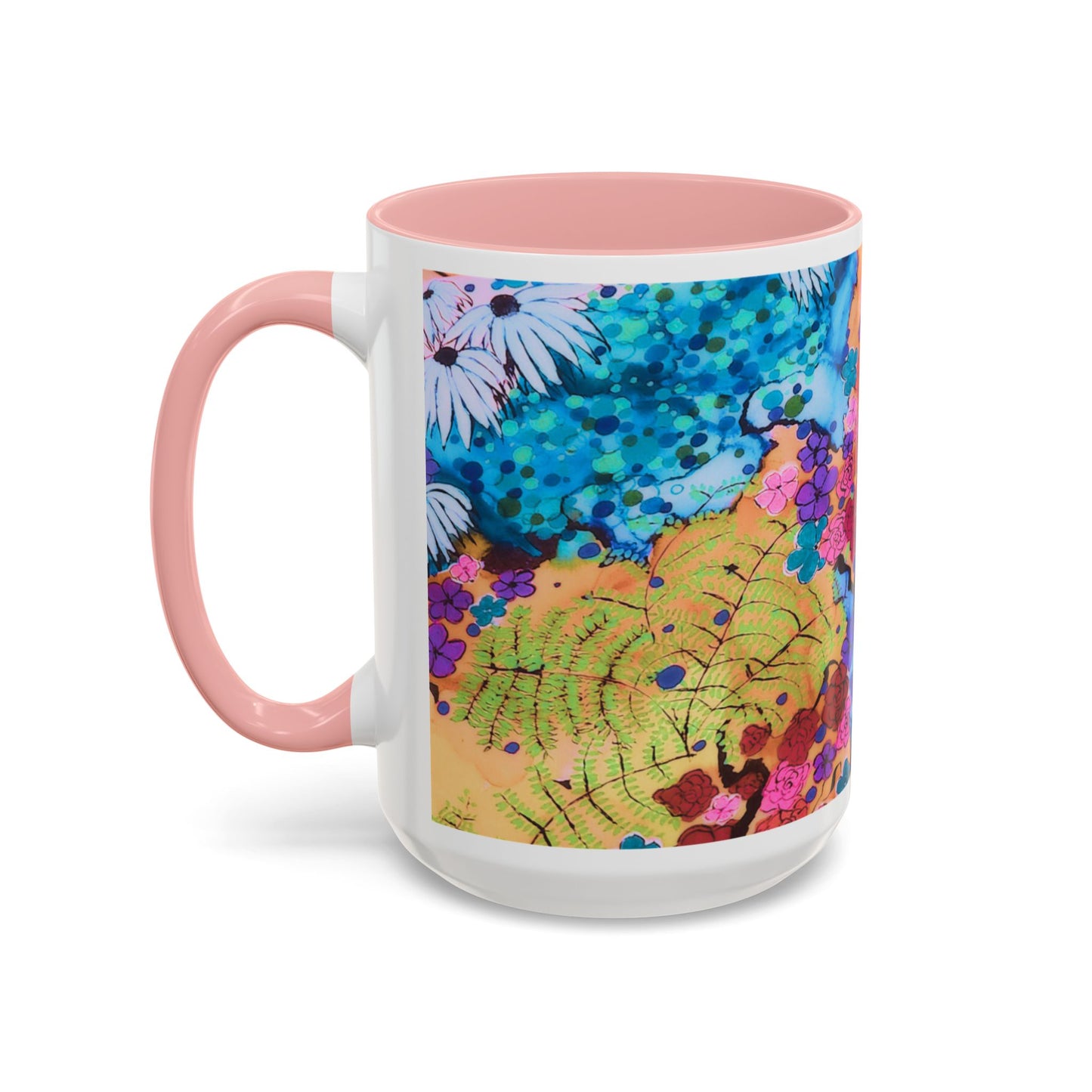 Vibrant Floral Watercolor Accent Coffee Mug