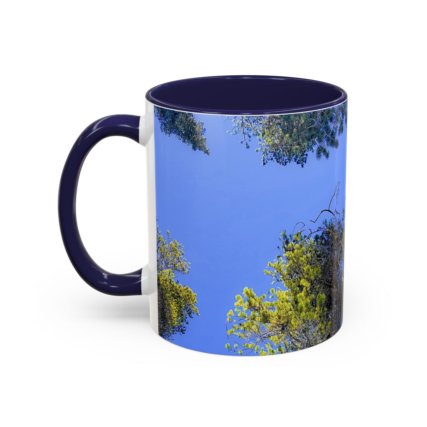 Scenic Pine Tree Sky Accent Coffee Mug – Nature Photography 11/15oz