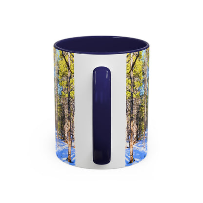 Pine Forest Snow Accent Coffee Mug – Scenic Nature Photography 11/15oz