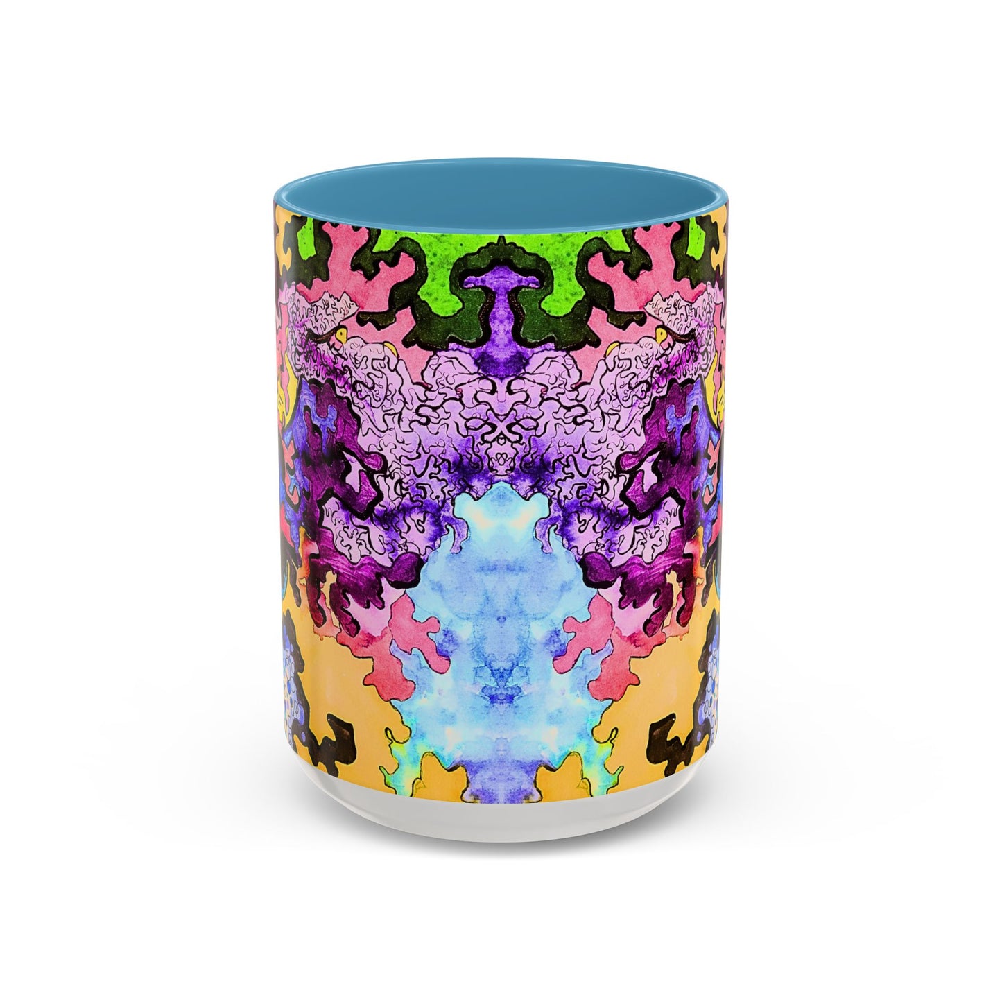 Psychedelic Abstract Accent Coffee Mug — Colorful Inkblot Art (11/15oz)