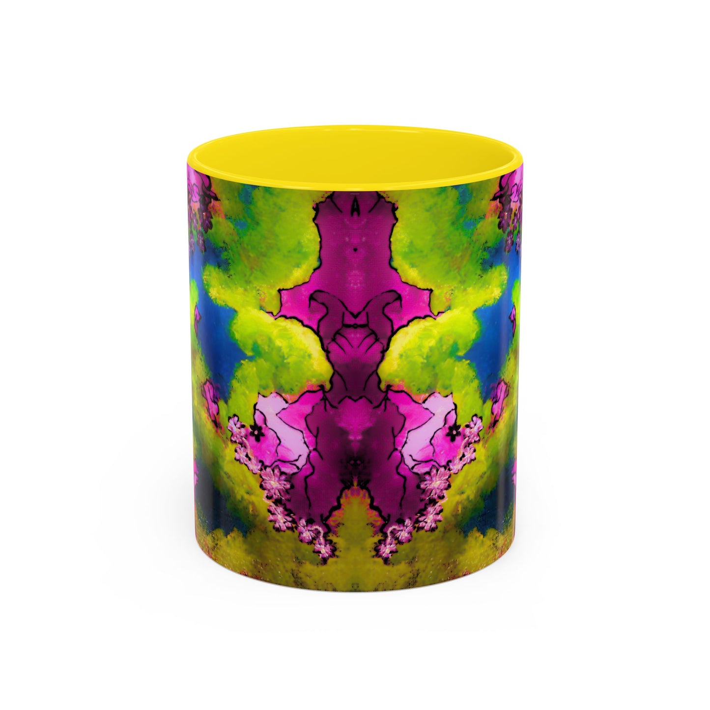 Vibrant Abstract Inkblot Accent Coffee Mug – Psychedelic Floral Color Splash (11/15oz)