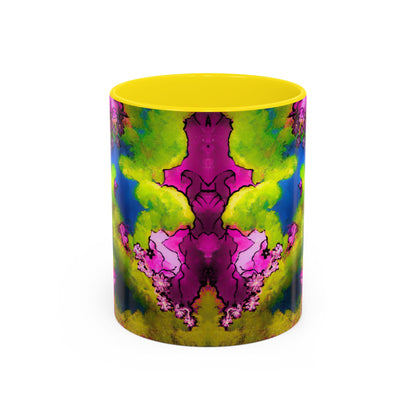Vibrant Abstract Inkblot Accent Coffee Mug – Psychedelic Floral Color Splash (11/15oz)