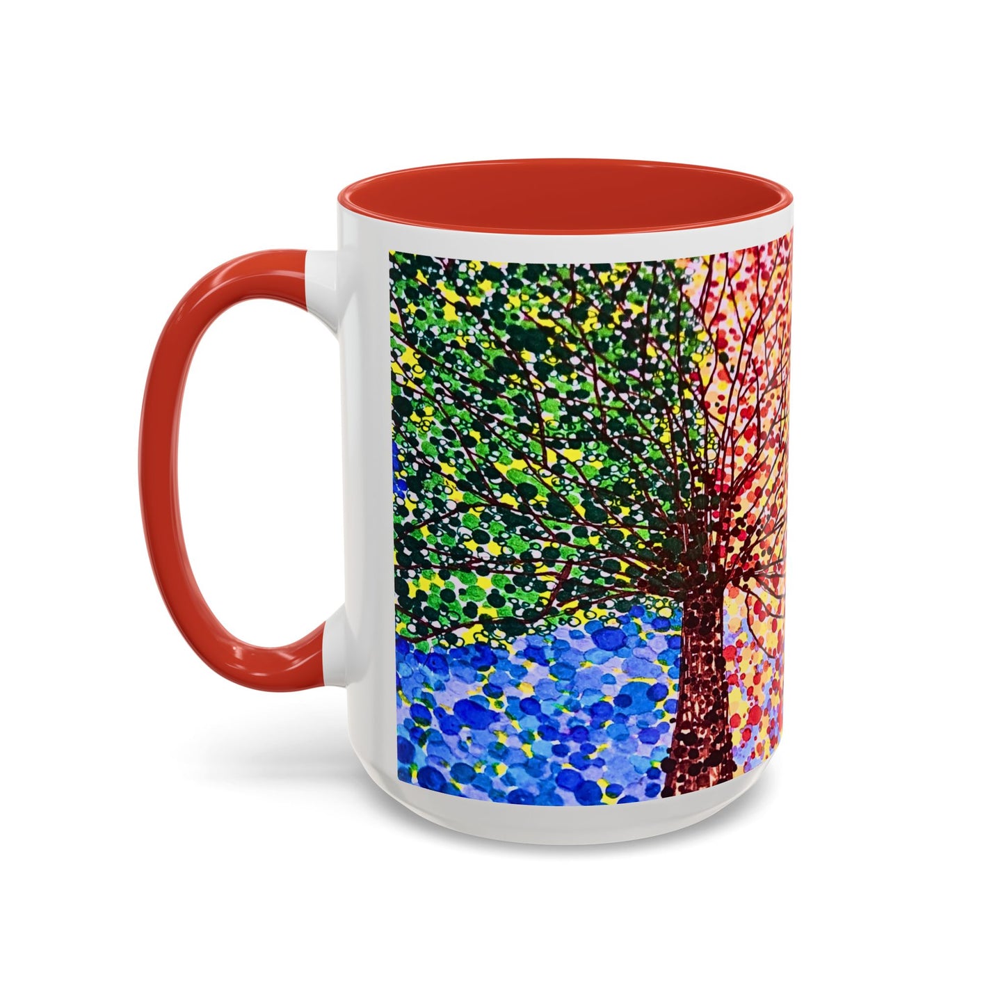 Accent Coffee Mug - Colorful Pointillist Tree Art Cup (11/15 oz)