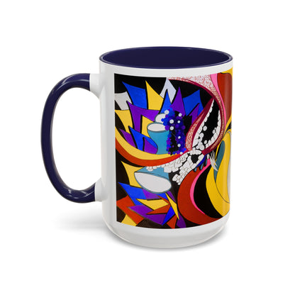 Abstract Colorful Face Accent Coffee Mug — Bold Pop Art Ceramic Gift