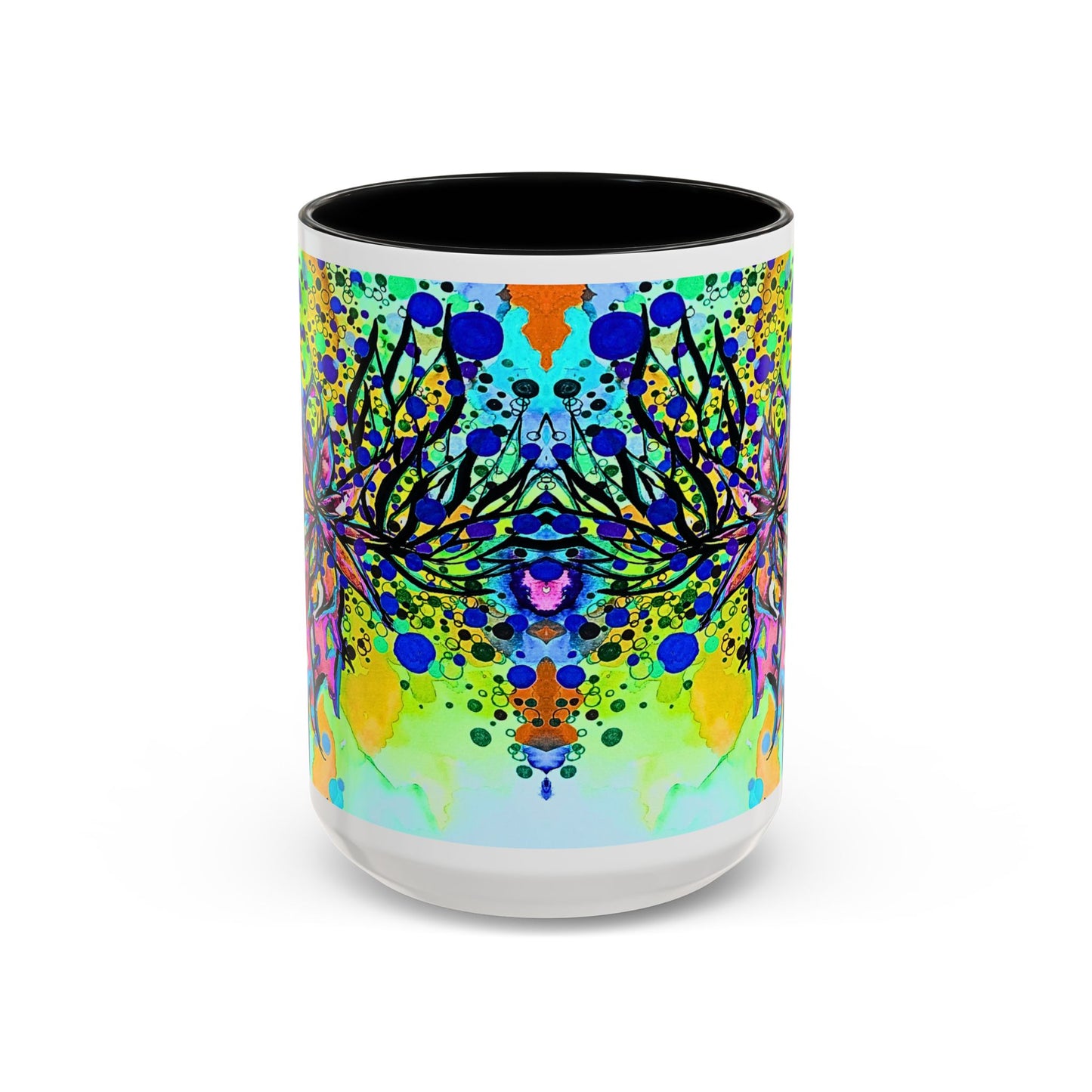 Artistic Floral Coffee Mug — Colorful Watercolor Mandala Accent Mug (11/15oz)