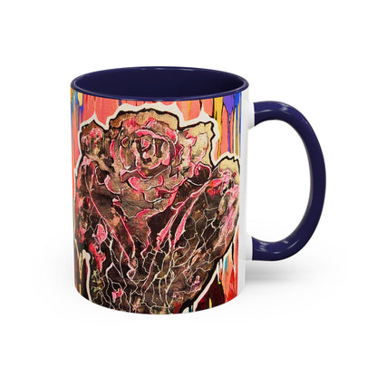 Abstract Floral Accent Coffee Mug — Vibrant Rose Art Ceramic Mug (11/15 oz)