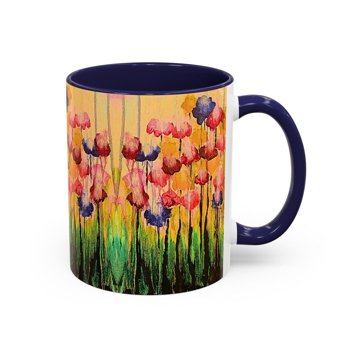 Floral Watercolor Accent Coffee Mug — Colorful Spring Poppy Art (11/15 oz)