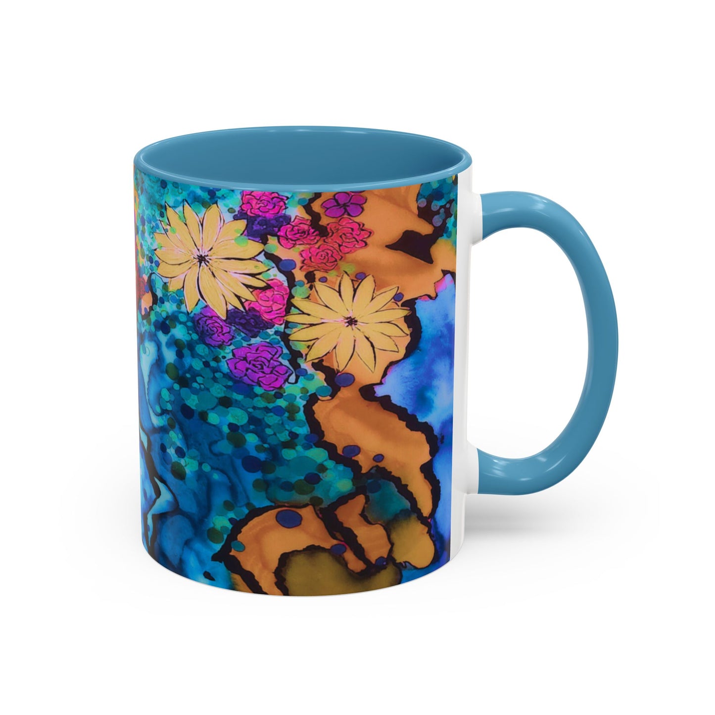 Vibrant Floral Watercolor Accent Coffee Mug
