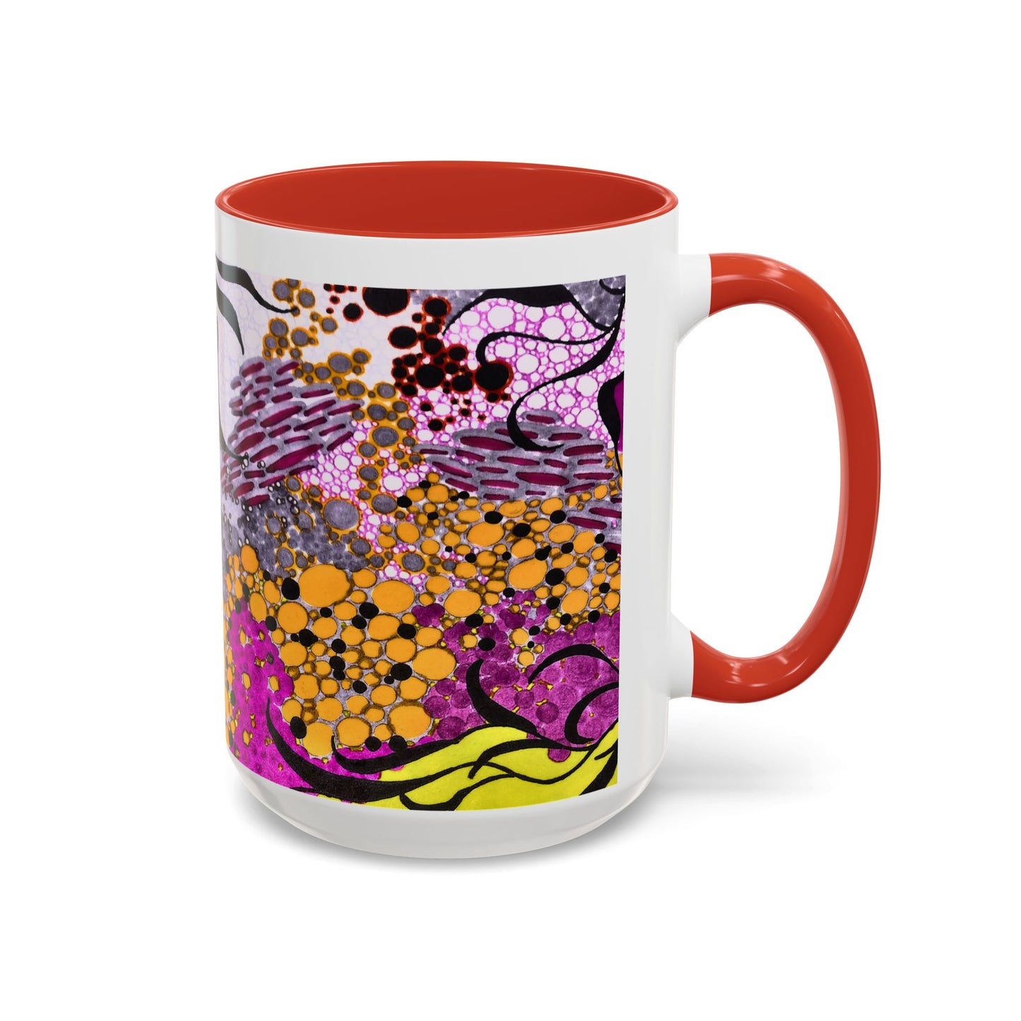 Accent Coffee Mug — Vibrant Abstract Floral Pattern (11/15oz)