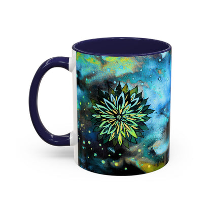 Blue Galaxy Floral Accent Coffee Mug — 11/15oz