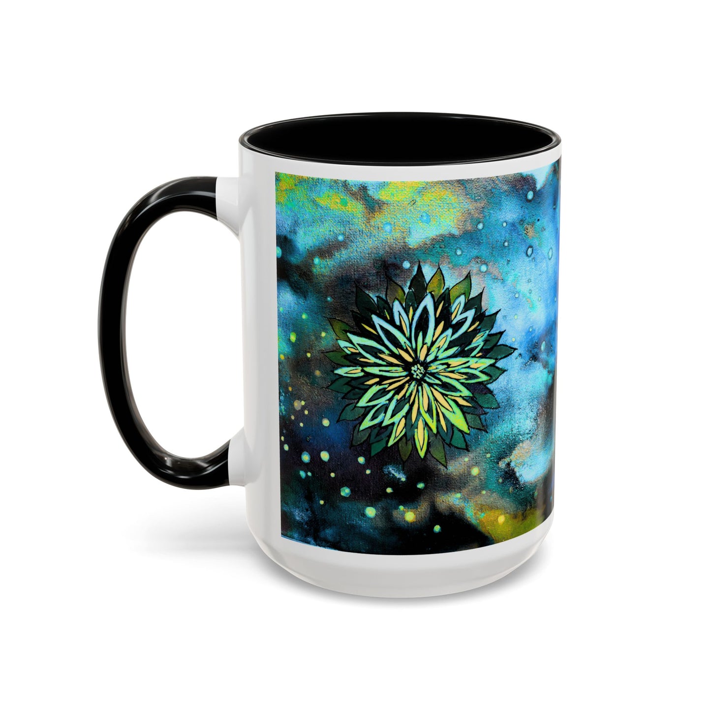 Blue Galaxy Floral Accent Coffee Mug — 11/15oz