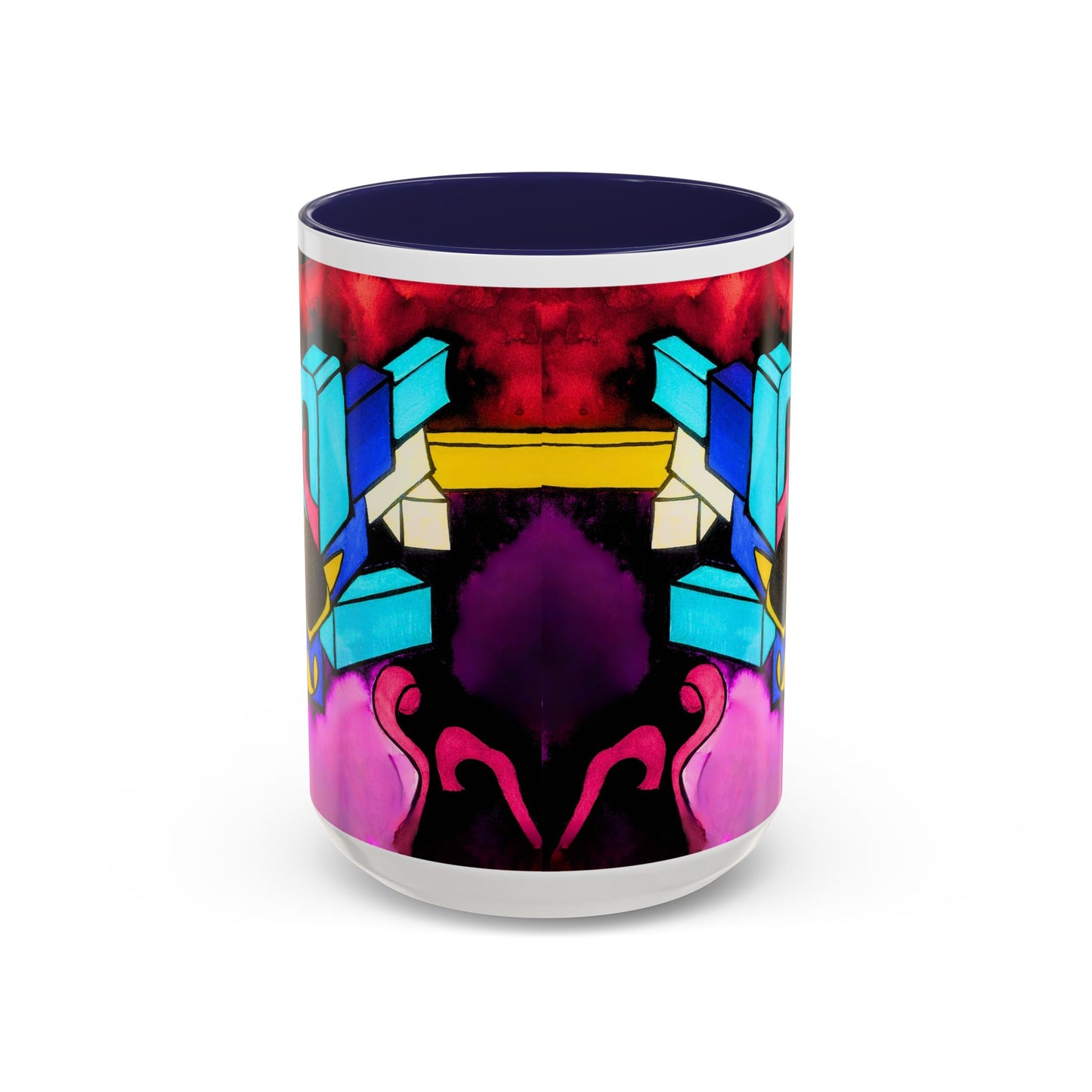Abstract Neon Art Coffee Mug — Colorful Geometric Accent Mug