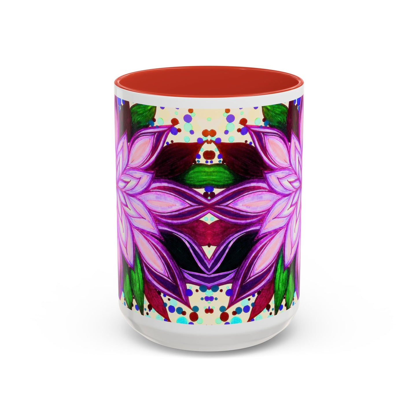 Floral Lotus Accent Coffee Mug — Purple Mandala 11/15oz