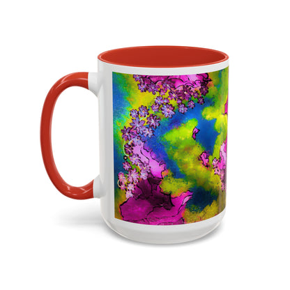 Vibrant Abstract Inkblot Accent Coffee Mug – Psychedelic Floral Color Splash (11/15oz)