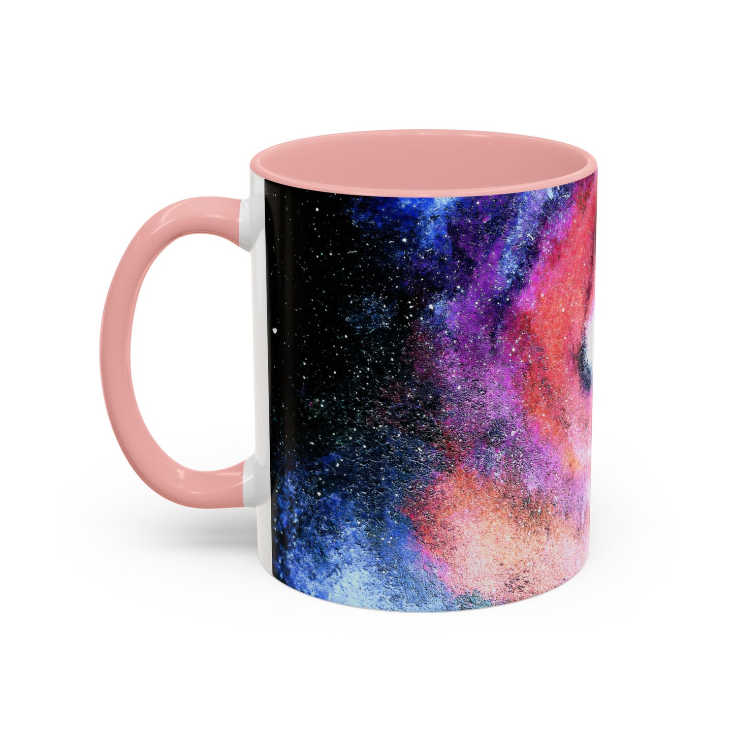 Galaxy Swirl Accent Coffee Mug — Pink Purple Nebula Art (11/15 oz)