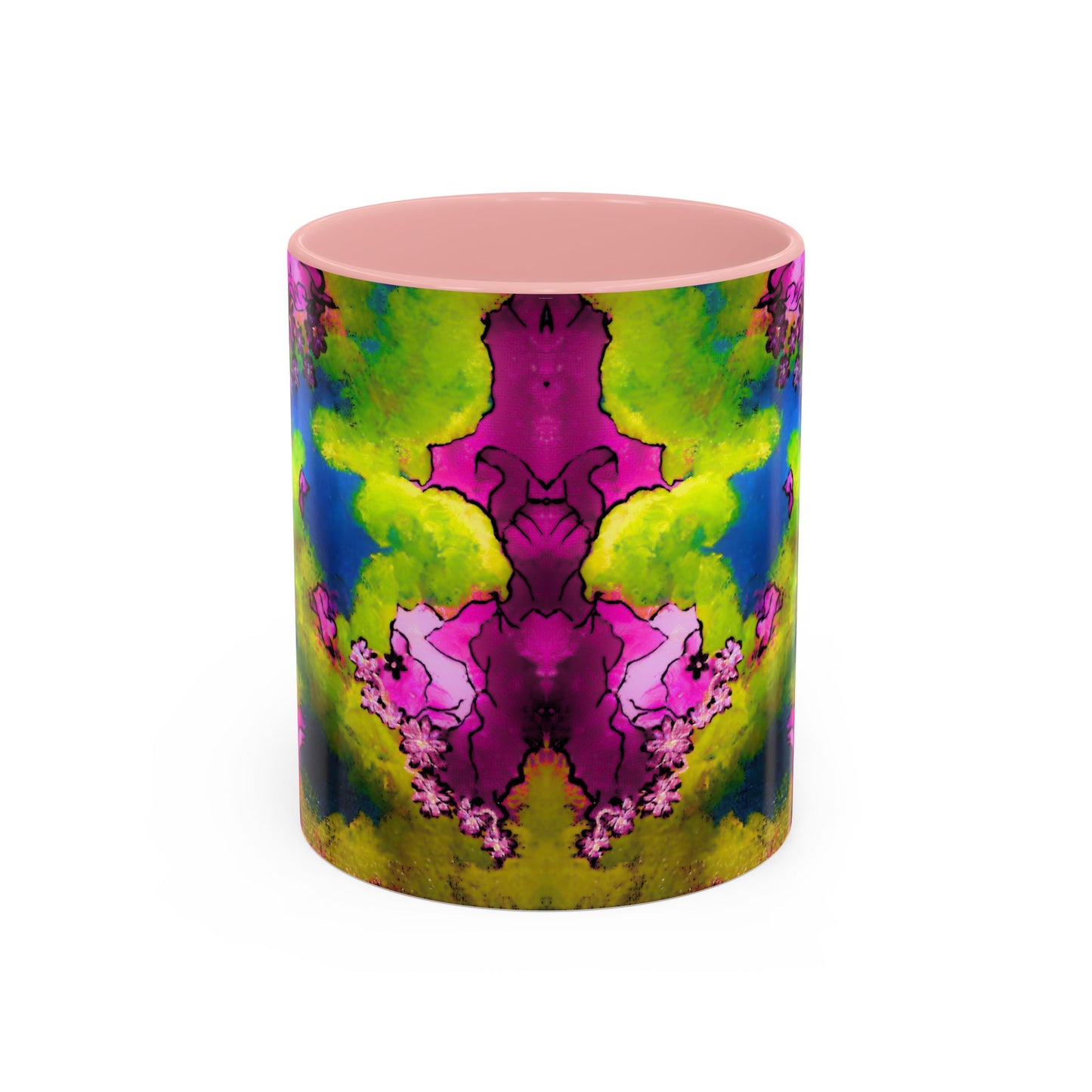 Vibrant Abstract Inkblot Accent Coffee Mug – Psychedelic Floral Color Splash (11/15oz)