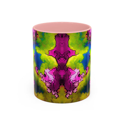 Vibrant Abstract Inkblot Accent Coffee Mug – Psychedelic Floral Color Splash (11/15oz)